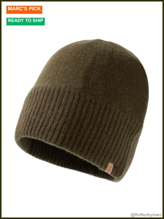 100% Merino Wool Fleece Lined Oversized Beanie Cuffed Watch Cap main image 5